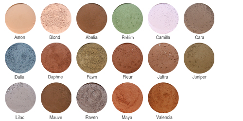 Minerale oogschaduw mat kleuren